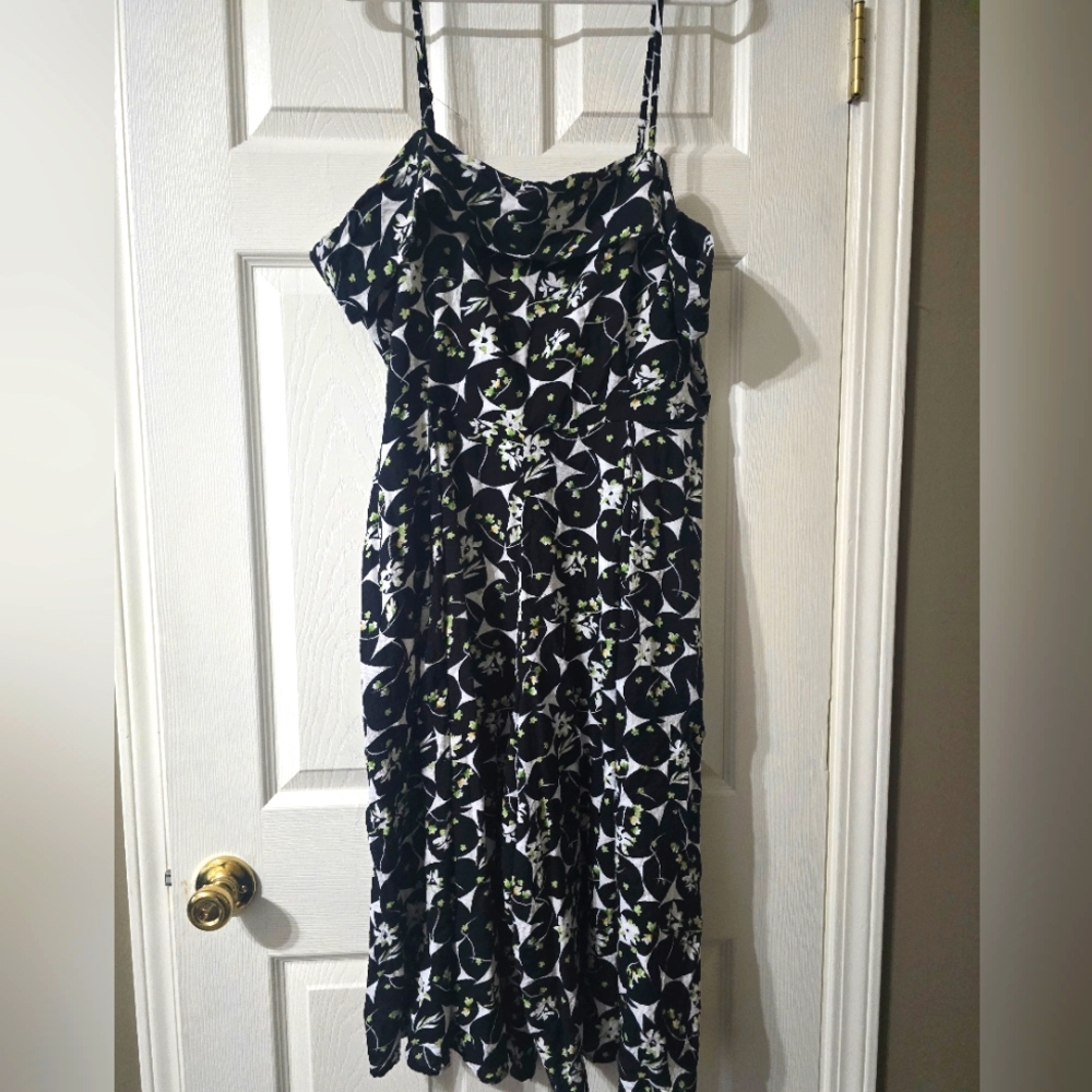 Unique Vintage Cotton Floral Wide Leg Flowy Plus Size Jumpsuit, Lined, EUC!